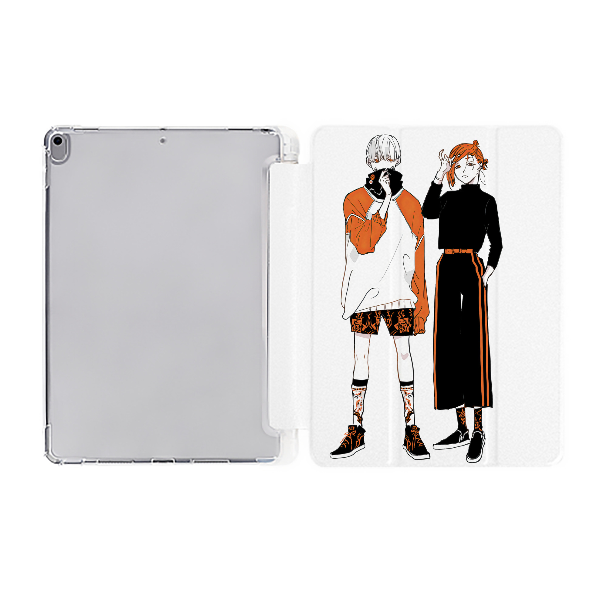（画像用） 呪術廻戦 Jujutsu Kaisen IPad ケース ペン収納付き 三つ折りスタンド PUレザー×シリコン 対応機種9.5/10.5/10.9インチ